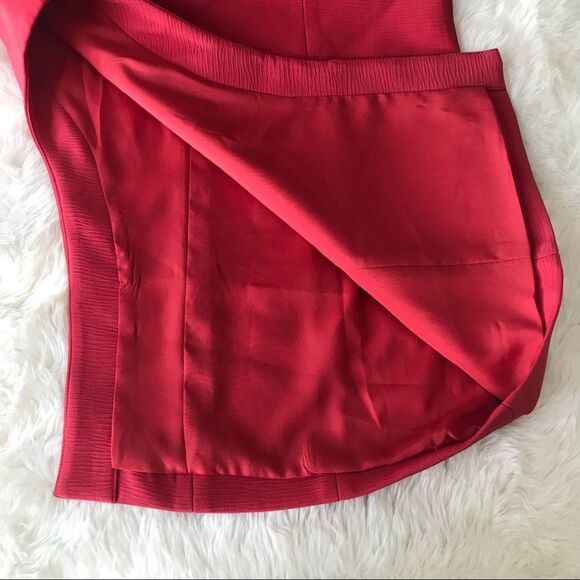 C\MEO Collective Red One Shoulder Fitted Midi Dress Thigh Slit Cocktail XS New - Picture 6 of 16